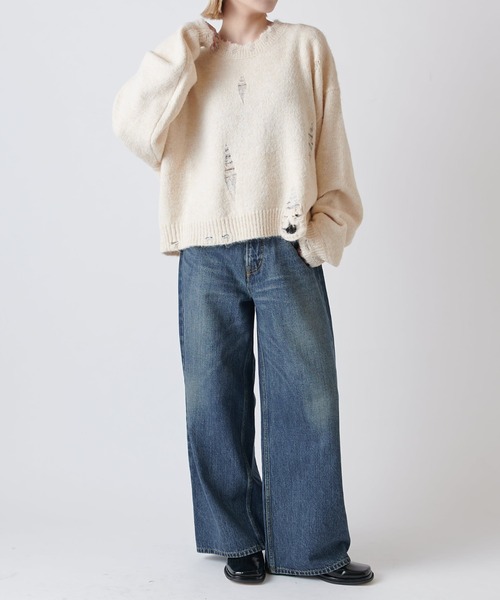 Lui's（ルイス）の「【Neucon/ニューコン】 ショートダメージニット（ニット/セーター・メンズ・レッド/アイボリー/ブラック・1/2）」の17枚目の写真