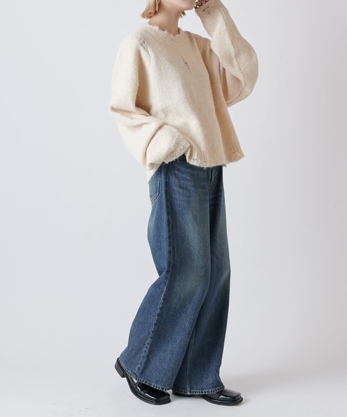 Lui's（ルイス）の「【Neucon/ニューコン】 ショートダメージニット（ニット/セーター・メンズ・レッド/アイボリー/ブラック・1/2）」の19枚目の写真