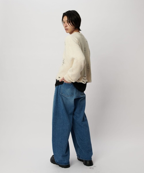 Lui's（ルイス）の「【Neucon/ニューコン】 ショートダメージニット（ニット/セーター・メンズ・レッド/アイボリー/ブラック・1/2）」の11枚目の写真