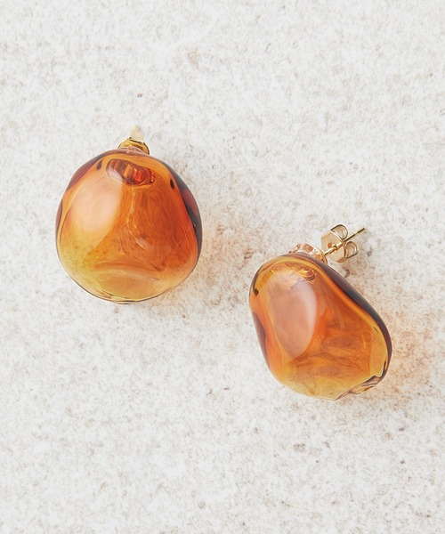 別注】【HARIO Lampwork Factory】ピアスサンストーン