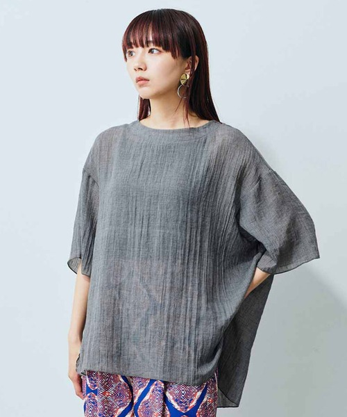 MEDE19F（メデジュウキュウ）の「ＭＥＤＥ１９Ｆ　ふんわりと軽やかな着心地のシングルガーゼトップス（その他トップス・レディース・グレー/ベージュ/ブルー・MEDIUM/LARGE/X-LARGE/XX-LARGE）」の2枚目の写真