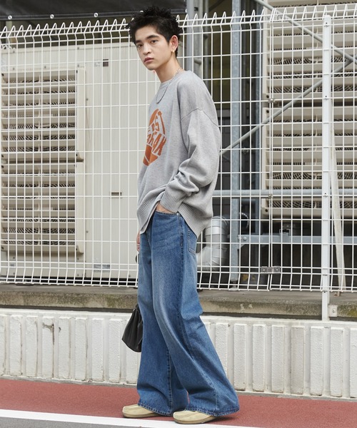 WEGO（ウィゴー）の「WEGO/デニムルーズフレアパンツ（デニムパンツ・メンズ・インディゴブルー/グレー/ライトインディゴブルー・LARGE/MEDIUM/SMALL）」の18枚目の写真