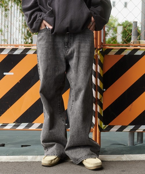 WEGO（ウィゴー）の「WEGO/デニムルーズフレアパンツ（デニムパンツ・メンズ・インディゴブルー/グレー/ライトインディゴブルー・LARGE/MEDIUM/SMALL）」の5枚目の写真