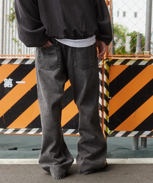 WEGO（ウィゴー）の「WEGO/デニムルーズフレアパンツ（デニムパンツ・メンズ・インディゴブルー/グレー/ライトインディゴブルー・LARGE/MEDIUM/SMALL）」の7枚目の写真