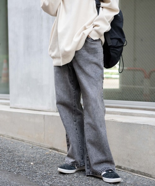 WEGO（ウィゴー）の「WEGO/デニムルーズフレアパンツ（デニムパンツ・メンズ・インディゴブルー/グレー/ライトインディゴブルー・LARGE/MEDIUM/SMALL）」の9枚目の写真