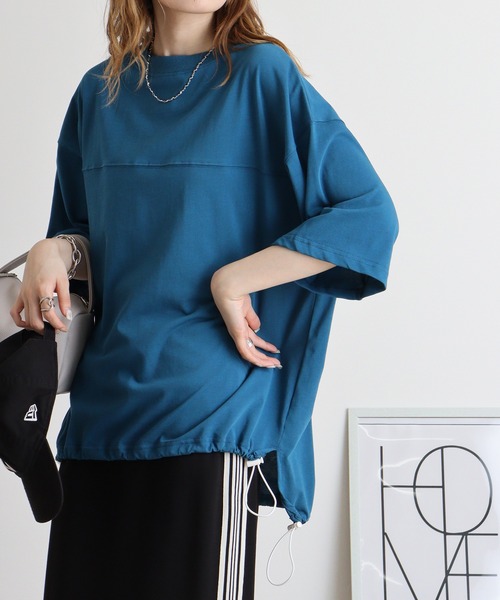 Arinomama(アリノママ)の「切替 スピンドルTシャツ(Tシャツ/カットソー・レディース・オフホワイト/チャコールグレー/ブルー系その他・F)」の3枚目の写真