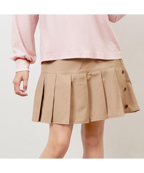 trois lapins kp（トロワラパンケーピー）の「インパンツ付きヨーク切替プリーツスカート140～160（スカート・キッズ・ベージュ/チャコールグレー・140cm/150cm）」の2枚目の写真