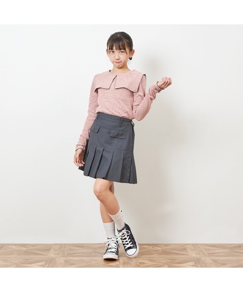 trois lapins kp（トロワラパンケーピー）の「インパンツ付きヨーク切替プリーツスカート140～160（スカート・キッズ・ベージュ/チャコールグレー・140cm/150cm）」の17枚目の写真