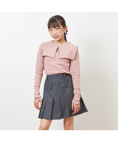 trois lapins kp（トロワラパンケーピー）の「インパンツ付きヨーク切替プリーツスカート140～160（スカート・キッズ・ベージュ/チャコールグレー・140cm/150cm）」の18枚目の写真