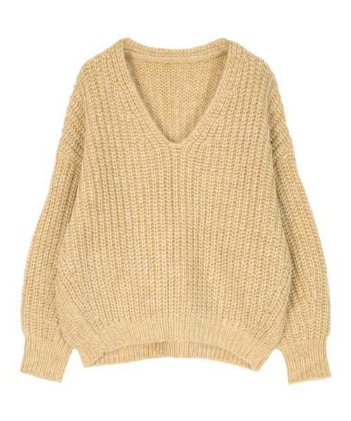 80〜90s VINTAGE ラメボーダーデザイン Ｖネックニット シアーボーダーニット(WEB限定カラー)(ニット・セーター
