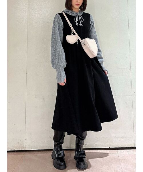 merry jenny（メリージェニー）の「フードflowerニットtops（ニット/セーター・レディース・ブラック/グレー/アイボリー・FREE）」の6枚目の写真