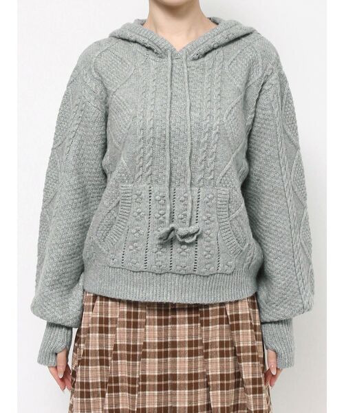 merry jenny（メリージェニー）の「フードflowerニットtops（ニット/セーター・レディース・ブラック/グレー/アイボリー・FREE）」の8枚目の写真