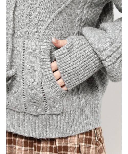 merry jenny（メリージェニー）の「フードflowerニットtops（ニット/セーター・レディース・ブラック/グレー/アイボリー・FREE）」の13枚目の写真