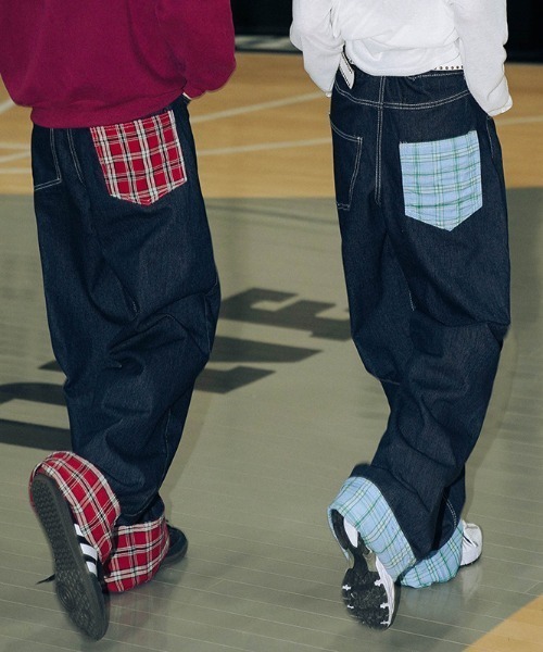 MGV（エムジーヴィー）の「チェック切り替えデニムパンツ（デニムパンツ・メンズ・レッド/ブルー・MEDIUM/LARGE/X-LARGE）」の2枚目の写真