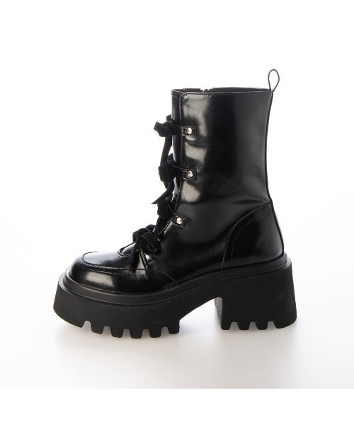 【セール】【EVOL】リボンレースアップ厚底ショートブーツ IX5580（ブーツ）｜EVOL（イーボル）