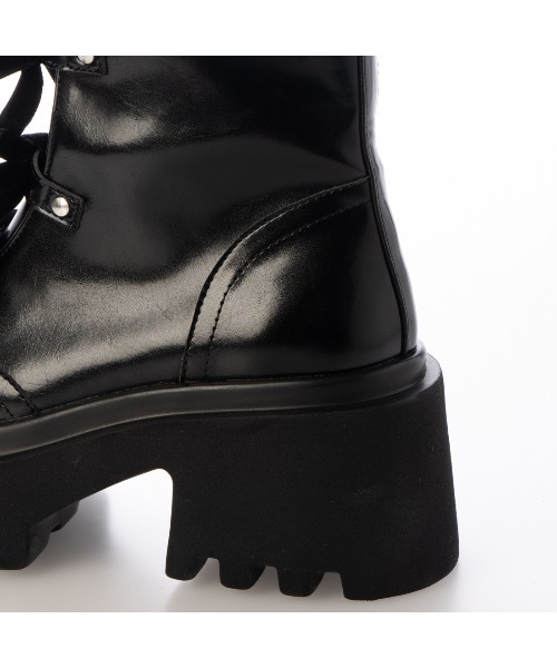 【セール】【EVOL】リボンレースアップ厚底ショートブーツ IX5580（ブーツ）｜EVOL（イーボル）