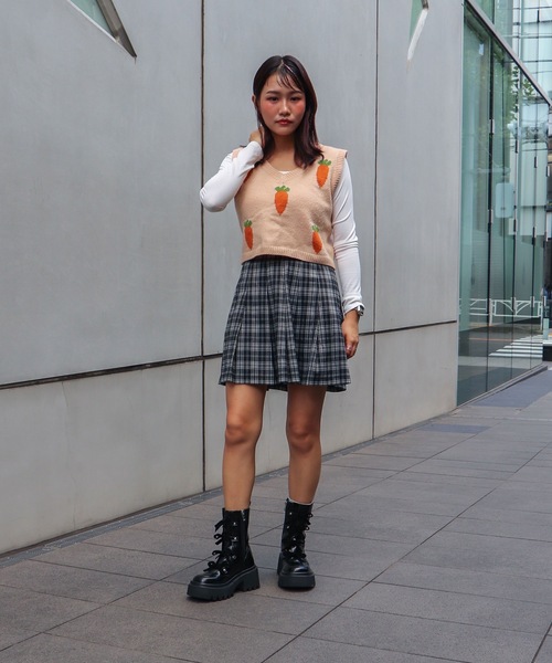 【セール】【EVOL】リボンレースアップ厚底ショートブーツ IX5580（ブーツ）｜EVOL（イーボル）