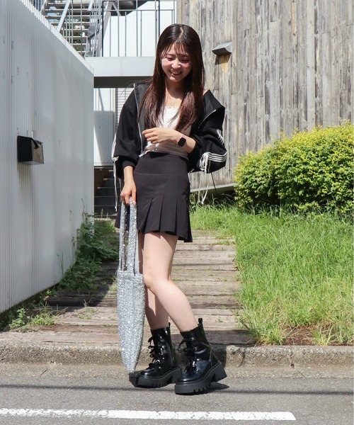 【セール】【EVOL】リボンレースアップ厚底ショートブーツ IX5580（ブーツ）｜EVOL（イーボル）