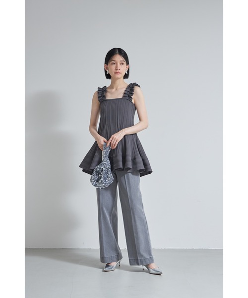 フリル付きニットキャミソール Spick＆Span ニット セーター フリルニットキャミソール