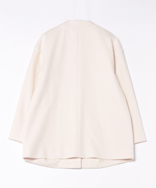 Honeys（ハニーズ）の「【抗菌防臭・静電気軽減】カラーレスハーフ丈コート（ノーカラーコート・レディース・チャコール/モカ/グレイッシュブルー/アイボリー/ブラック・S/M/L/LL）」の14枚目の写真