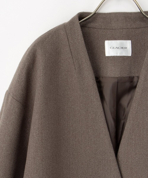 Honeys（ハニーズ）の「【抗菌防臭・静電気軽減】カラーレスハーフ丈コート（ノーカラーコート・レディース・チャコール/モカ/グレイッシュブルー/アイボリー/ブラック・S/M/L/LL）」の7枚目の写真