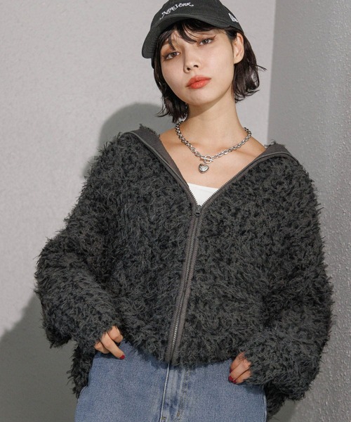 PAGEBOY（ページボーイ）の「チュールフェザースタンドネック（ニット/セーター・レディース・ブラック/チャコールグレー/ブルー系その他・FREE）」の11枚目の写真