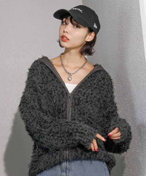 PAGEBOY（ページボーイ）の「チュールフェザースタンドネック（ニット/セーター・レディース・ブラック/チャコールグレー/ブルー系その他・FREE）」の13枚目の写真