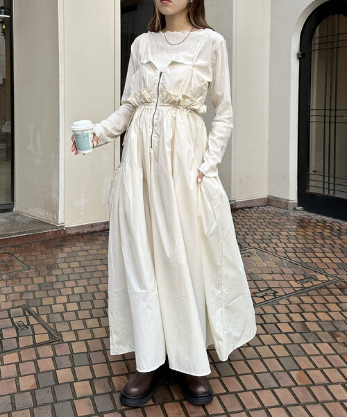 セール】【2WAY】ウエストドロストキャミワンピース（ワンピース）｜w