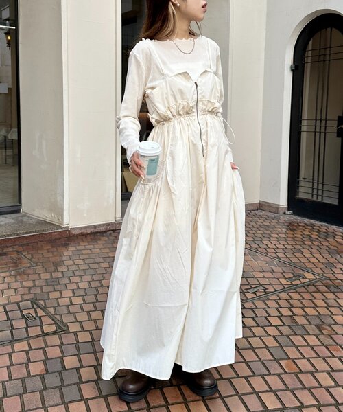 セール】【2WAY】ウエストドロストキャミワンピース（ワンピース）｜w