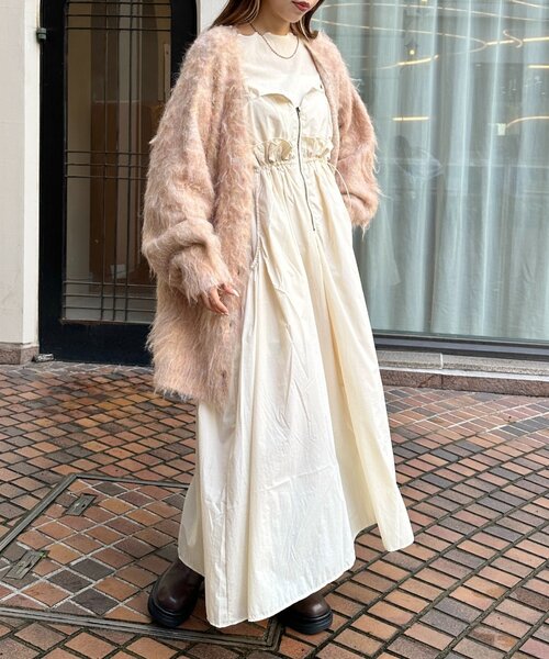 w closet(ダブルクローゼット)の「【2WAY】ウエストドロストキャミワンピース(ワンピース・レディース・オレンジ/ブラック/カーキ/アイボリー・FREE)」の11枚目の写真
