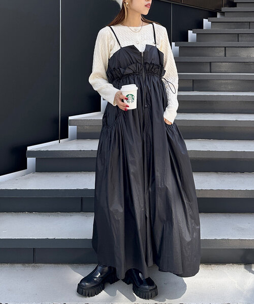 セール】【2WAY】ウエストドロストキャミワンピース（ワンピース）｜w