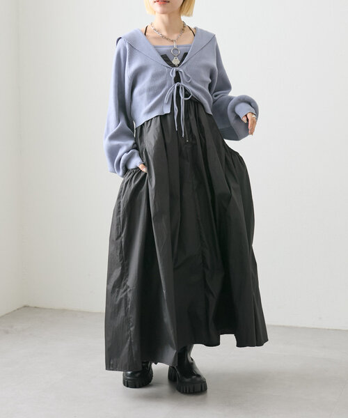 w closet(ダブルクローゼット)の「【2WAY】ウエストドロストキャミワンピース(ワンピース・レディース・オレンジ/ブラック/カーキ/アイボリー・FREE)」の15枚目の写真