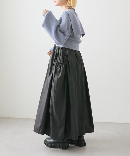 w closet(ダブルクローゼット)の「【2WAY】ウエストドロストキャミワンピース(ワンピース・レディース・オレンジ/ブラック/カーキ/アイボリー・FREE)」の17枚目の写真