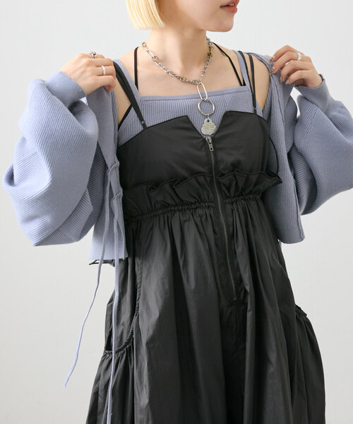 w closet(ダブルクローゼット)の「【2WAY】ウエストドロストキャミワンピース(ワンピース・レディース・オレンジ/ブラック/カーキ/アイボリー・FREE)」の21枚目の写真