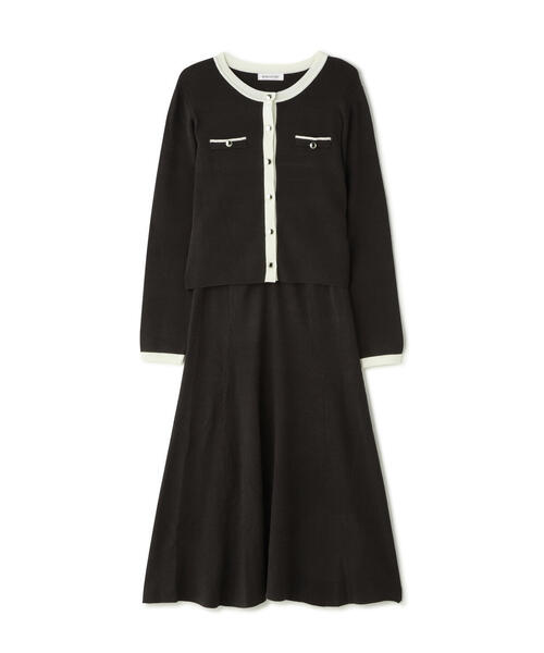 NATURAL BEAUTY BASIC（ナチュラルビューティーベーシック）の「◇【美人百花掲載】バイカラーニットカーディガン＆スカート（ワンピース・レディース・ベージュ系その他/グレー系その他/ピンク系その他・MEDIUM）」の4枚目の写真