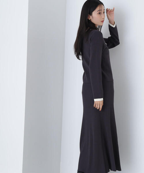 NATURAL BEAUTY BASIC（ナチュラルビューティーベーシック）の「◇【美人百花掲載】バイカラーニットカーディガン＆スカート（ワンピース・レディース・ベージュ系その他/グレー系その他/ピンク系その他・MEDIUM）」の8枚目の写真