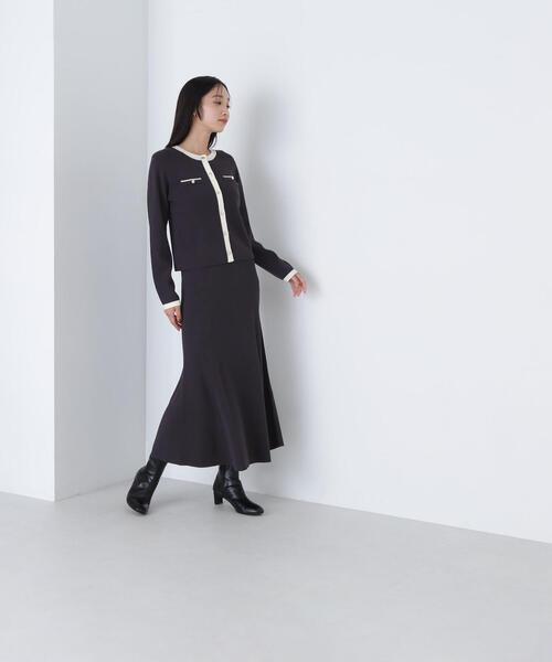 NATURAL BEAUTY BASIC（ナチュラルビューティーベーシック）の「◇【美人百花掲載】バイカラーニットカーディガン＆スカート（ワンピース・レディース・ベージュ系その他/グレー系その他/ピンク系その他・MEDIUM）」の9枚目の写真