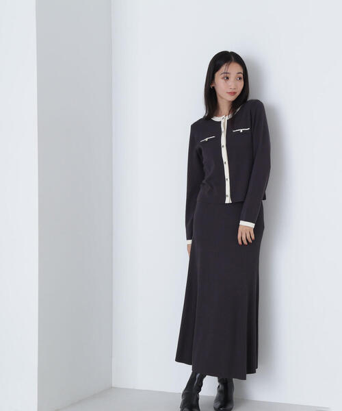 NATURAL BEAUTY BASIC（ナチュラルビューティーベーシック）の「◇【美人百花掲載】バイカラーニットカーディガン＆スカート（ワンピース・レディース・ベージュ系その他/グレー系その他/ピンク系その他・MEDIUM）」の10枚目の写真