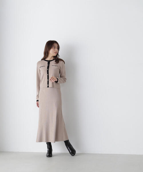 NATURAL BEAUTY BASIC（ナチュラルビューティーベーシック）の「◇【美人百花掲載】バイカラーニットカーディガン＆スカート（ワンピース・レディース・ベージュ系その他/グレー系その他/ピンク系その他・MEDIUM）」の15枚目の写真