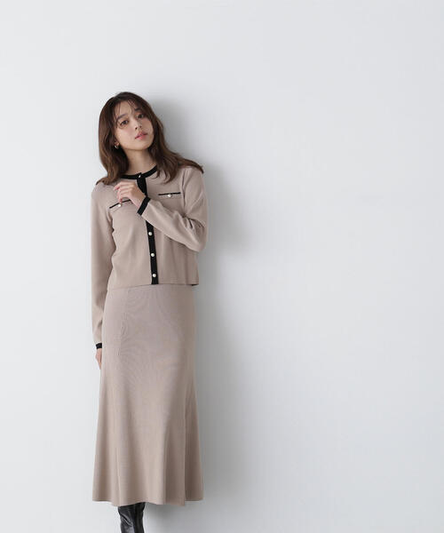 NATURAL BEAUTY BASIC（ナチュラルビューティーベーシック）の「◇【美人百花掲載】バイカラーニットカーディガン＆スカート（ワンピース・レディース・ベージュ系その他/グレー系その他/ピンク系その他・MEDIUM）」の16枚目の写真