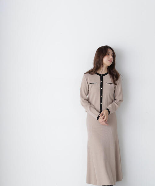 NATURAL BEAUTY BASIC（ナチュラルビューティーベーシック）の「◇【美人百花掲載】バイカラーニットカーディガン＆スカート（ワンピース・レディース・ベージュ系その他/グレー系その他/ピンク系その他・MEDIUM）」の18枚目の写真