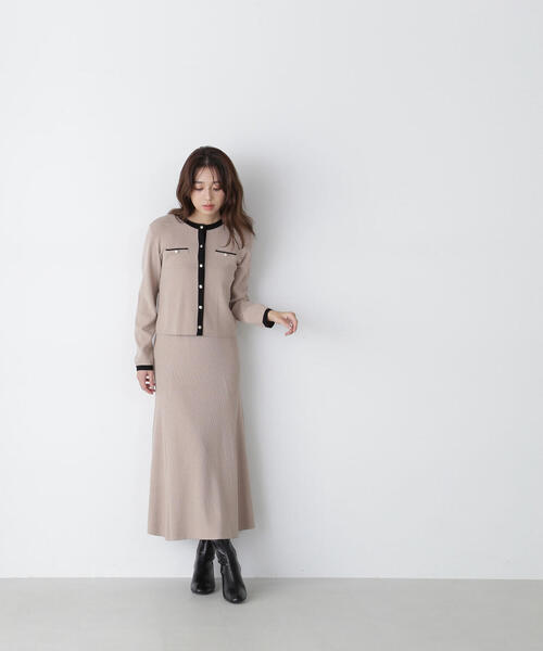 NATURAL BEAUTY BASIC（ナチュラルビューティーベーシック）の「◇【美人百花掲載】バイカラーニットカーディガン＆スカート（ワンピース・レディース・ベージュ系その他/グレー系その他/ピンク系その他・MEDIUM）」の21枚目の写真