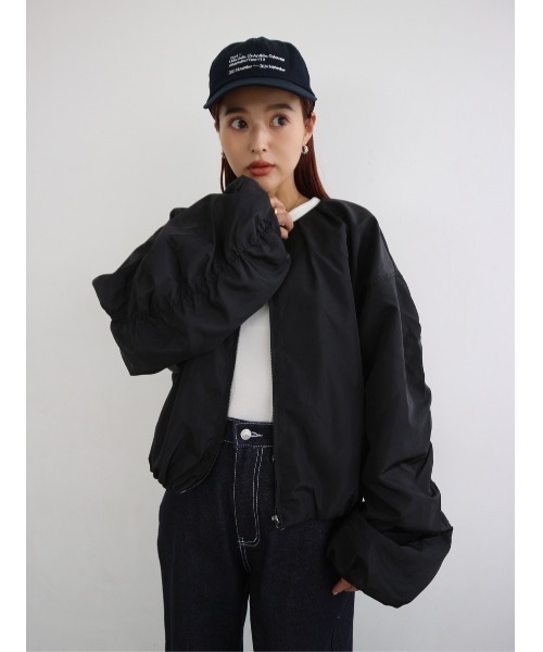 TRUNC（トランクエイティーエイト）の「No collar Tuck Blouson（ブルゾン・レディース・ブラック/アイボリー・FREE）」の3枚目の写真