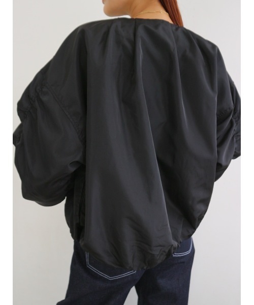 TRUNC（トランクエイティーエイト）の「No collar Tuck Blouson（ブルゾン・レディース・ブラック/アイボリー・FREE）」の8枚目の写真