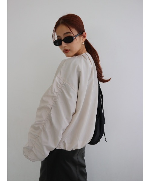 TRUNC（トランクエイティーエイト）の「No collar Tuck Blouson（ブルゾン・レディース・ブラック/アイボリー・FREE）」の13枚目の写真