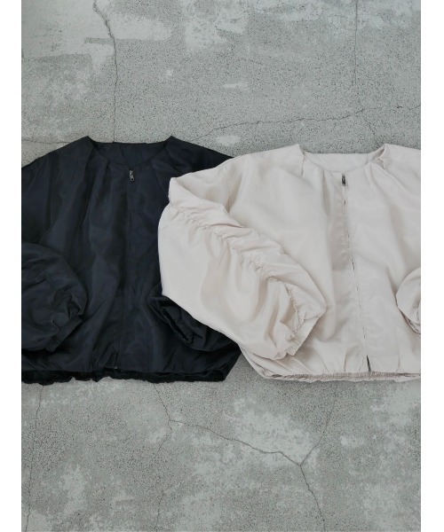 TRUNC（トランクエイティーエイト）の「No collar Tuck Blouson（ブルゾン・レディース・ブラック/アイボリー・FREE）」の22枚目の写真