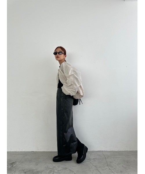 TRUNC（トランクエイティーエイト）の「No collar Tuck Blouson（ブルゾン・レディース・ブラック/アイボリー・FREE）」の20枚目の写真