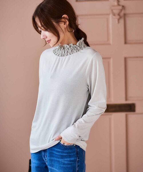 le.coeur blanc（ルクールブラン）の「レーヨンシャーリングネックプルオーバー（Tシャツ/カットソー・レディース・オフホワイト/ブラック/ライトグレー・38）」の21枚目の写真