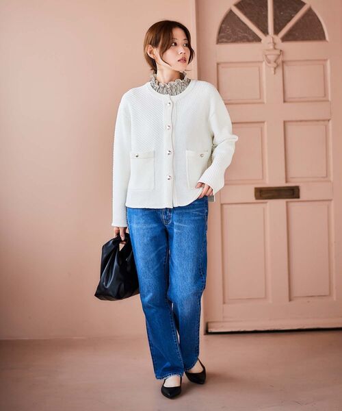 le.coeur blanc（ルクールブラン）の「レーヨンシャーリングネックプルオーバー（Tシャツ/カットソー・レディース・オフホワイト/ブラック/ライトグレー・38）」の5枚目の写真