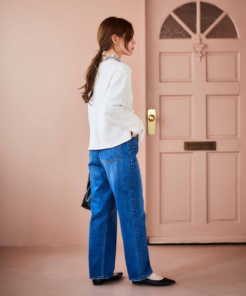 le.coeur blanc（ルクールブラン）の「レーヨンシャーリングネックプルオーバー（Tシャツ/カットソー・レディース・オフホワイト/ブラック/ライトグレー・38）」の6枚目の写真